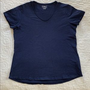 LL Bean organic cotton navy tee, EUC
